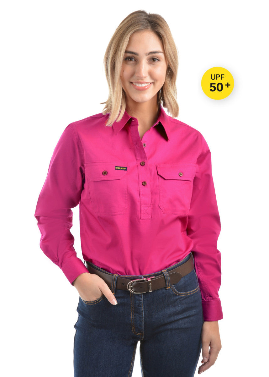 Hard Slog Womens Half Placket Light Cotton Country Work Shirt