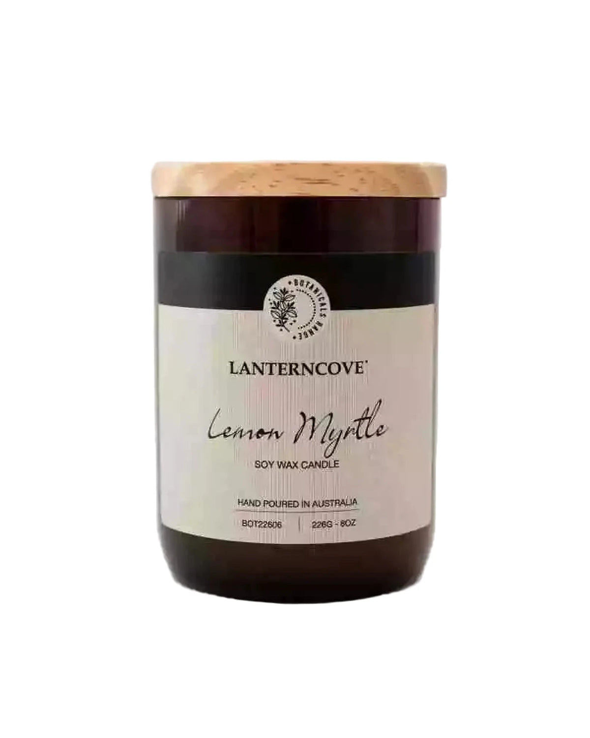 Lanterncove Botanicals 8oz Glass Soy Wax Candle Lemon Myrtle