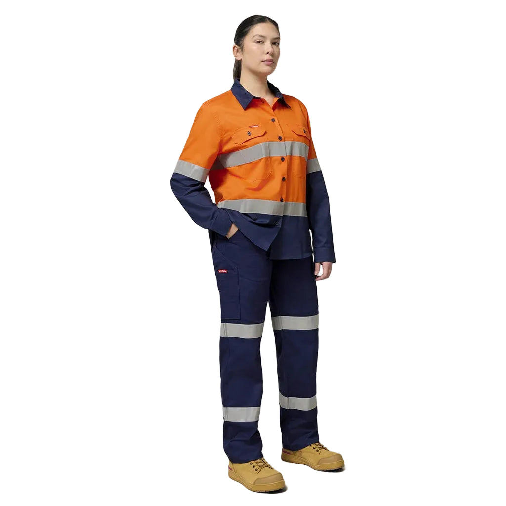 Hard Yakka Womens Hi-Vis Lightweight 2 Tone Taped Long Sleeve Shirt