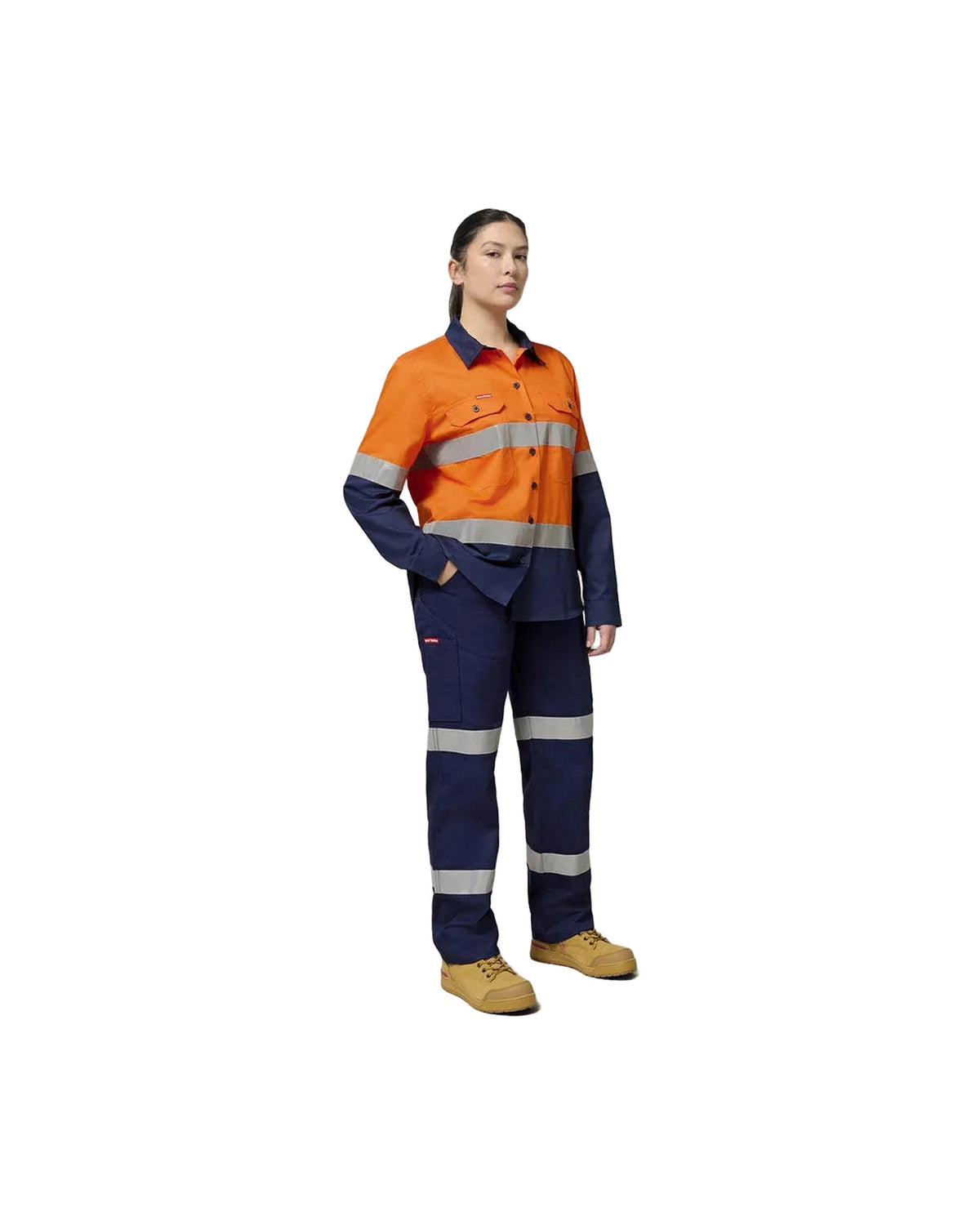 Hard Yakka Womens Hi-Vis Lightweight 2 Tone Taped Long Sleeve Shirt