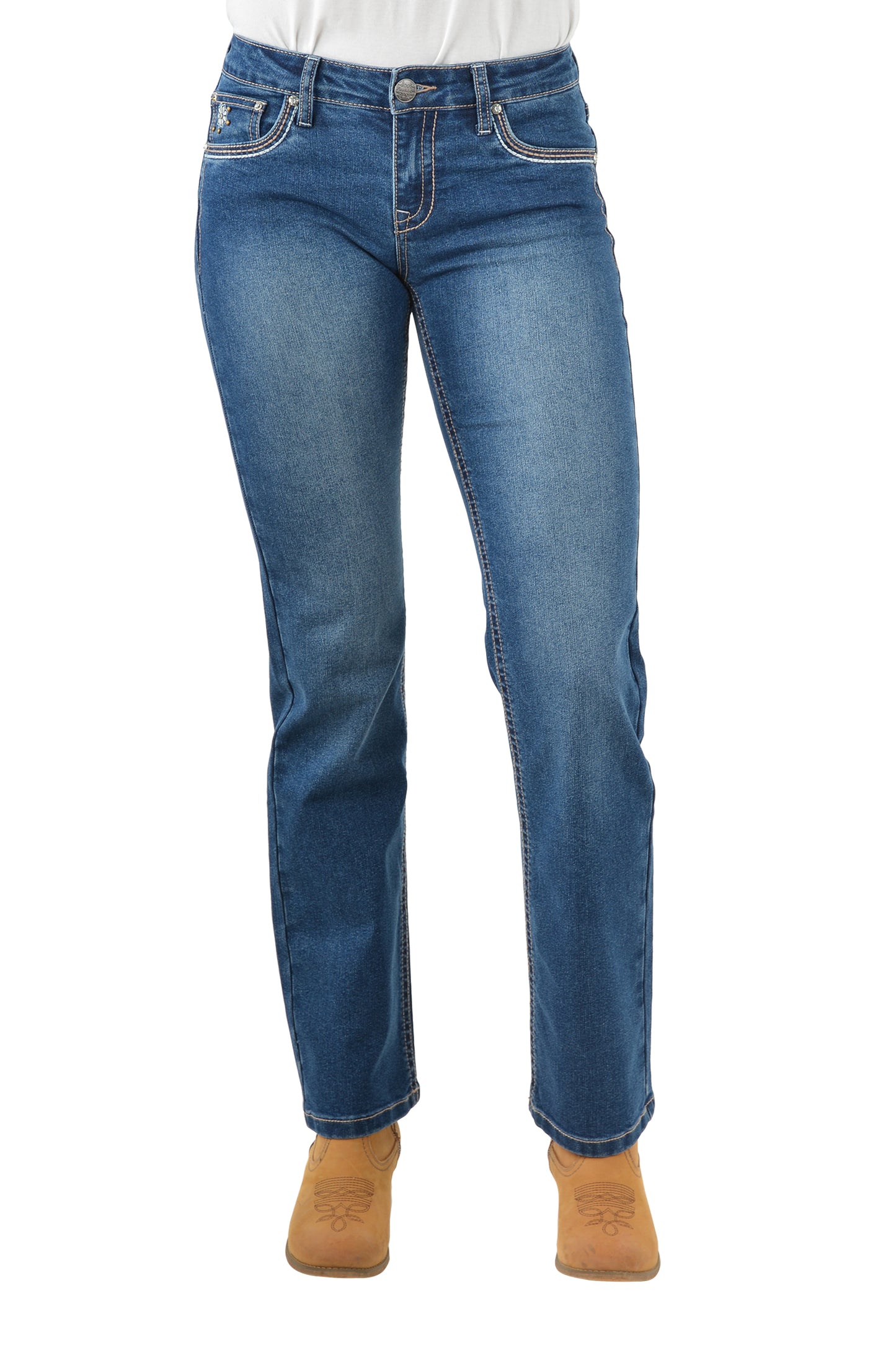 Pure Western Womens Snowie Straight Leg Jeans 32 Inch Leg