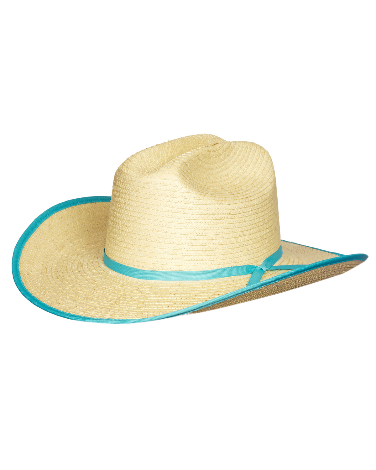 Sunbody Hats Kids Cattleman Palm Leaf Hat Turquoise