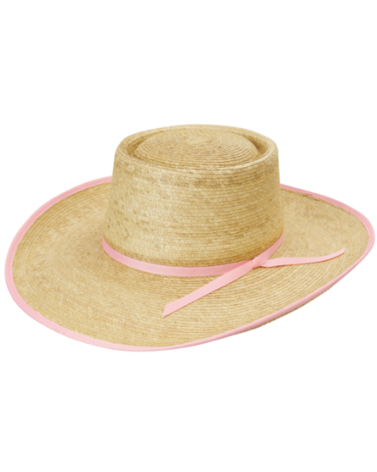 Sunbody Hats Reata 4 Inch Brim Palm Leaf Hat Oak / Light Pink Bound Edge
