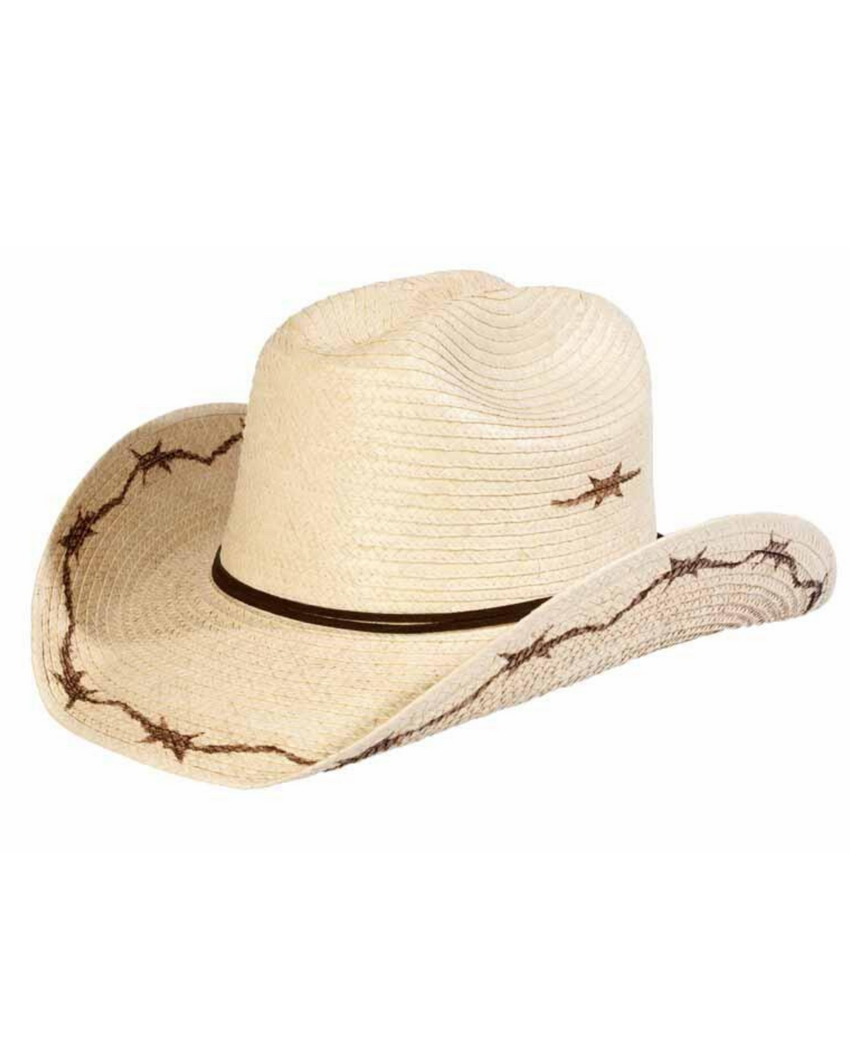 Sunbody Hats Kids Cattleman Barbed Wire Natural Palm Leaf Hat