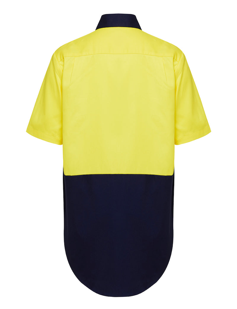 Hard Yakka Core Hi-Vis Light Weight Vented Short Sleeve Cotton Shirt