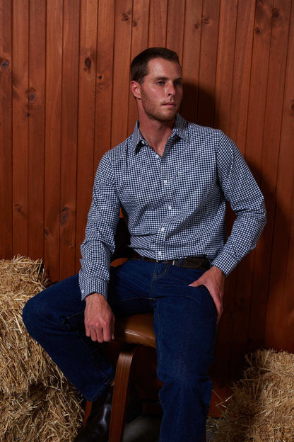 Pilbara Mens Long Sleeve Gingham Shirt