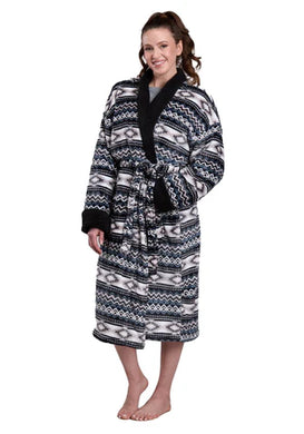 Roper Womens Fleece Robe Aztec Black