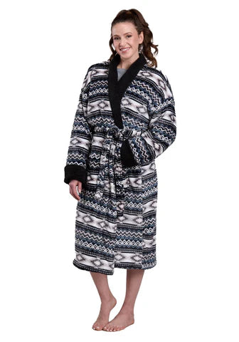 Roper Womens Fleece Robe Aztec Black