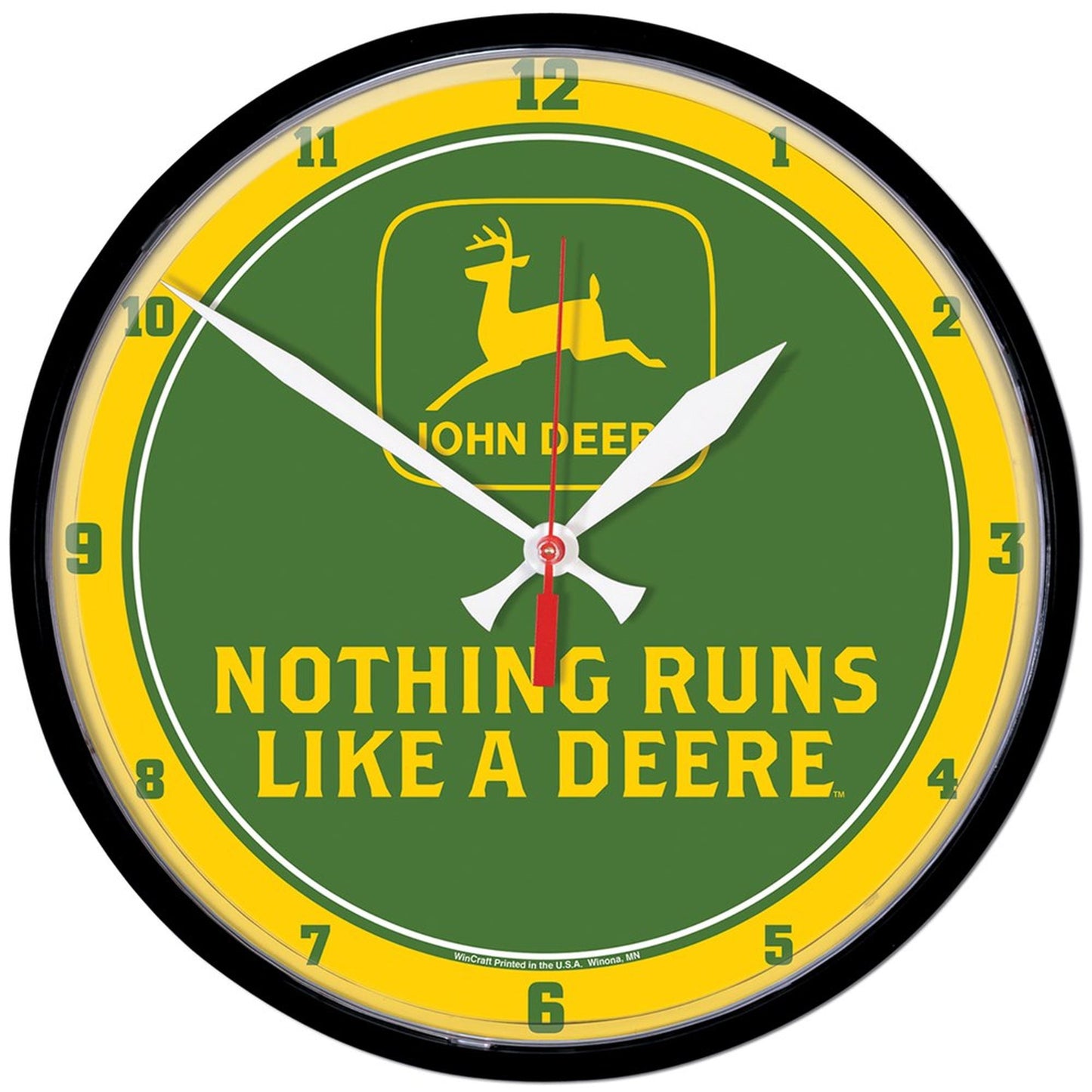 John Deere Wall Clock Round - Nothing Runs Like a Deere Retro Logo