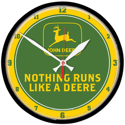 John Deere Wall Clock Round - Nothing Runs Like a Deere Retro Logo