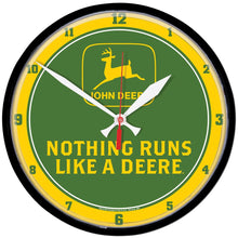 Load image into Gallery viewer, John Deere Wall Clock Round - Nothing Runs Like a Deere Retro Logo