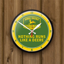Load image into Gallery viewer, John Deere Wall Clock Round - Nothing Runs Like a Deere Retro Logo