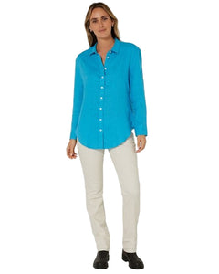 Pilbara Womens Florence Classic Linen Swiss Tab Long Sleeve Shirt