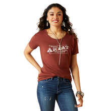 Load image into Gallery viewer, ARIAT WOMENS DENIM LABEL SS TEE RUST HEATHER