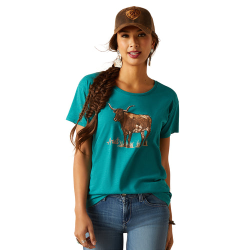 Ariat Womens Longhorn Watercolour SS T-Shirt