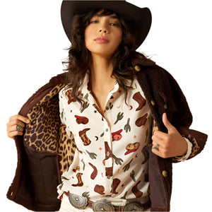 Ariat Womens Julep Cropped Sherpa Jacket Mole