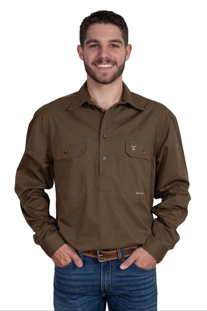 Just Country Mens Cameron Half Button Workshirt