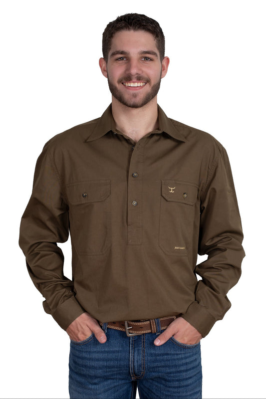 Just Country Mens Cameron Half Button Workshirt