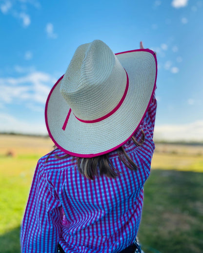 Sunbody Hats Kids Cattleman Palm Leaf Hat Pink
