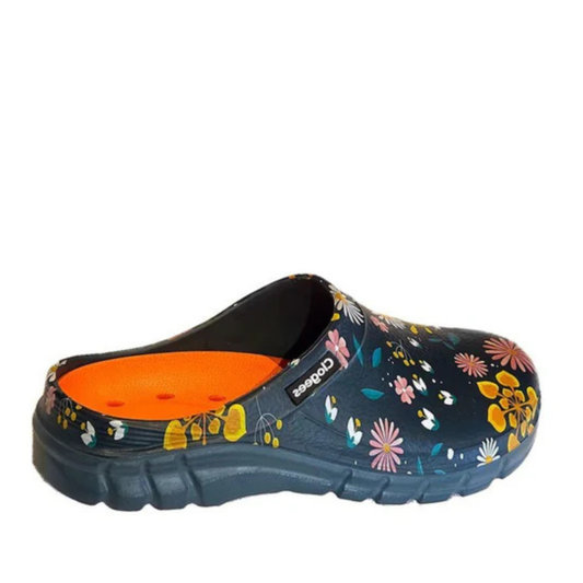 Clogees Womens Garden Clog Green Daisies