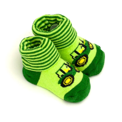 John Deere Infant Tractor Cuff Booties (0-6M)