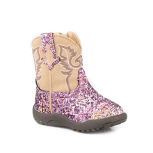Load image into Gallery viewer, Roper Infant Cowbaby Southwest Glitter Purple Boots