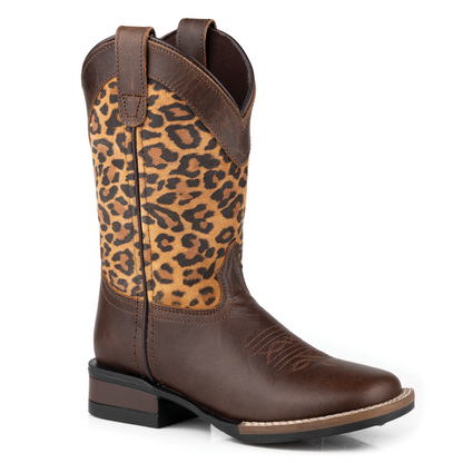 Roper Kids Monterey Leopard Brown Leather/Suede Leopard Print Boots