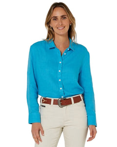 Pilbara Womens Florence Classic Linen Swiss Tab Long Sleeve Shirt