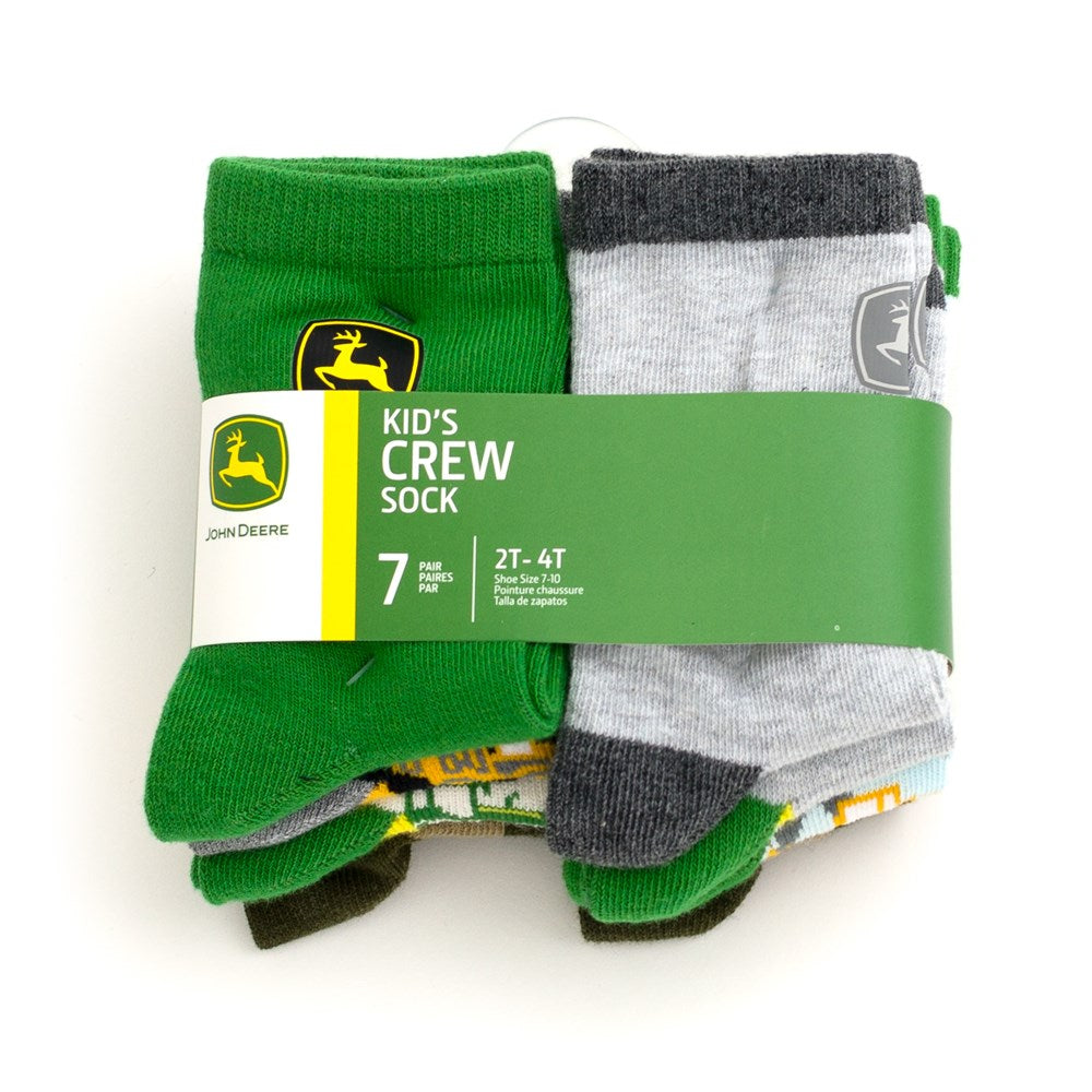 John Deere 7 Pack Kids Crew Socks