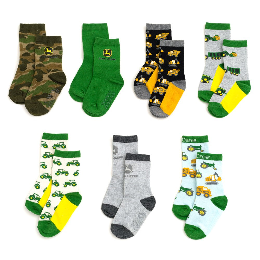 John Deere 7 Pack Kids Crew Socks