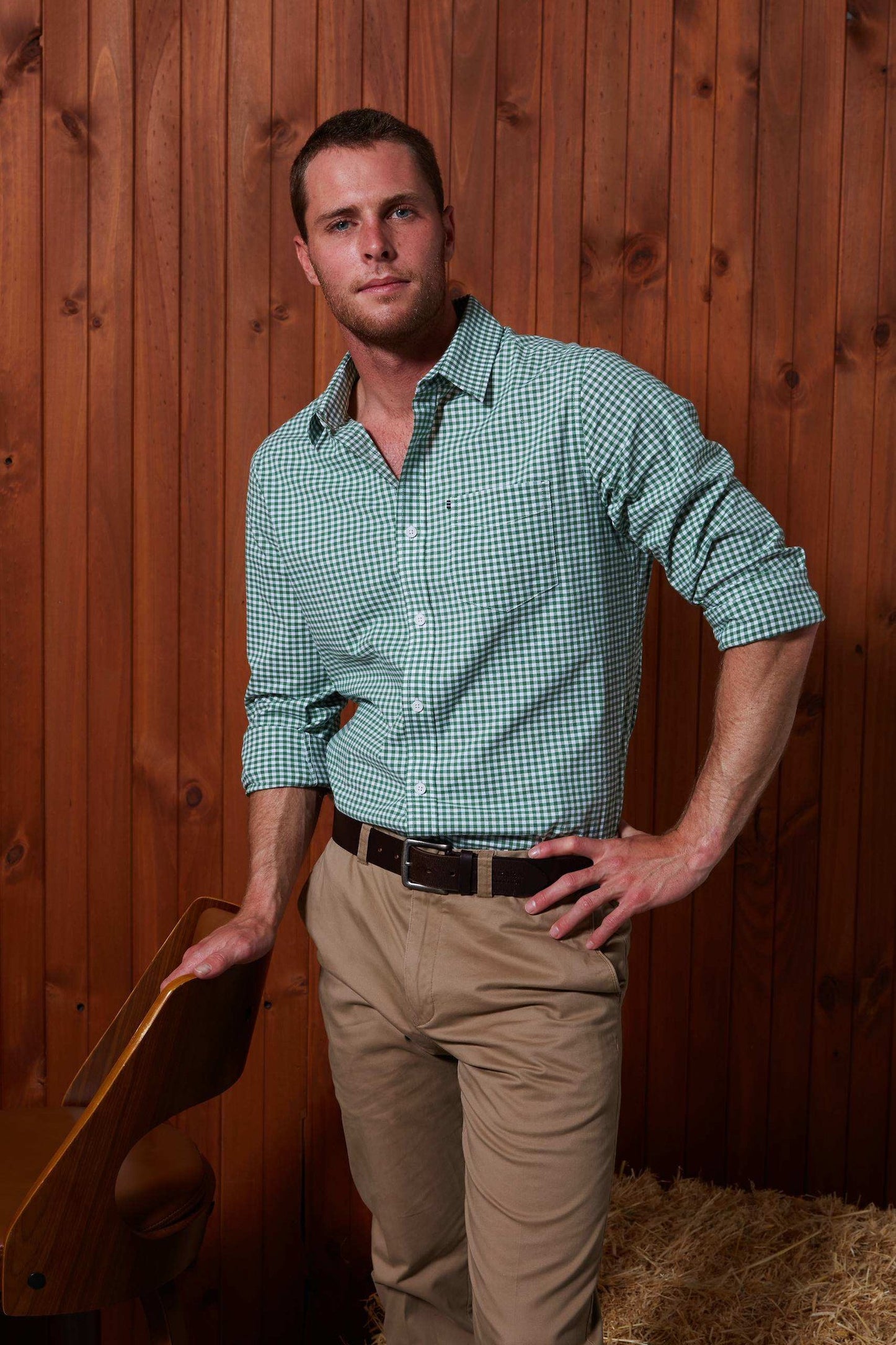 Pilbara Mens Long Sleeve Gingham Shirt