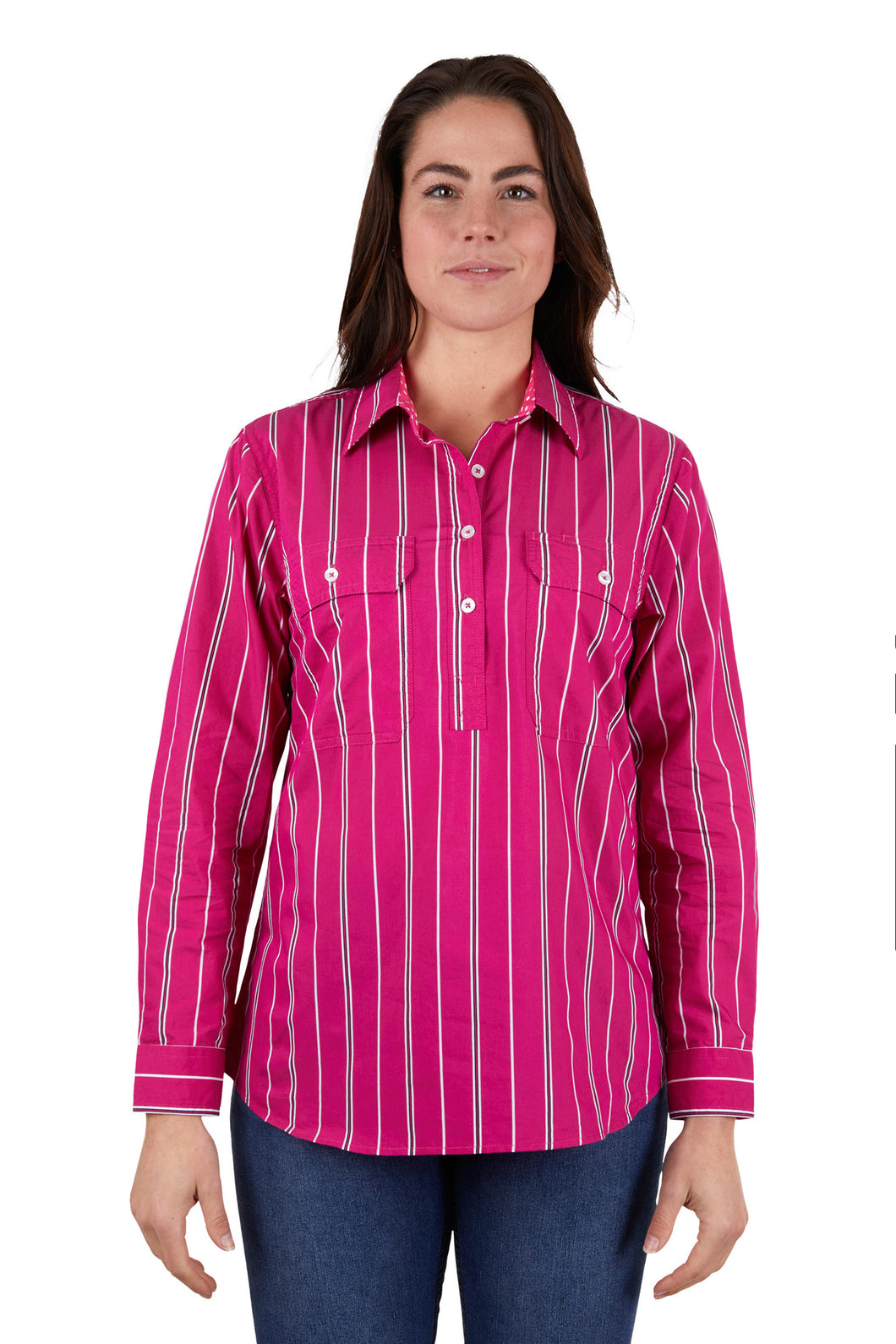 Hard Slog Womens Adela Half Placket Long Sleeve Shirt