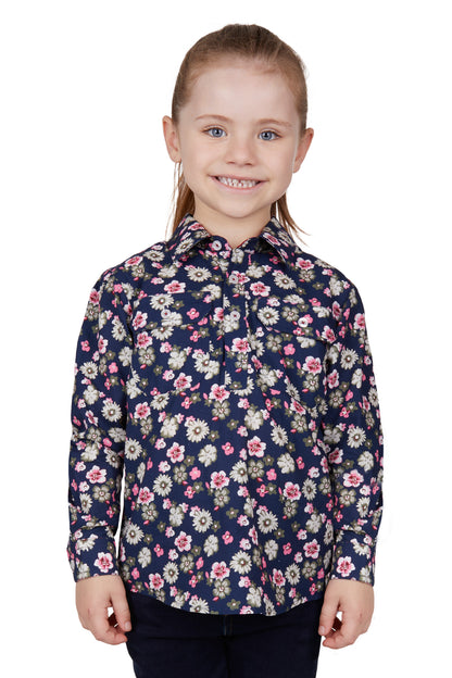 Hard Slog Kids Rose Half Placket Long Sleeve Country Shirt