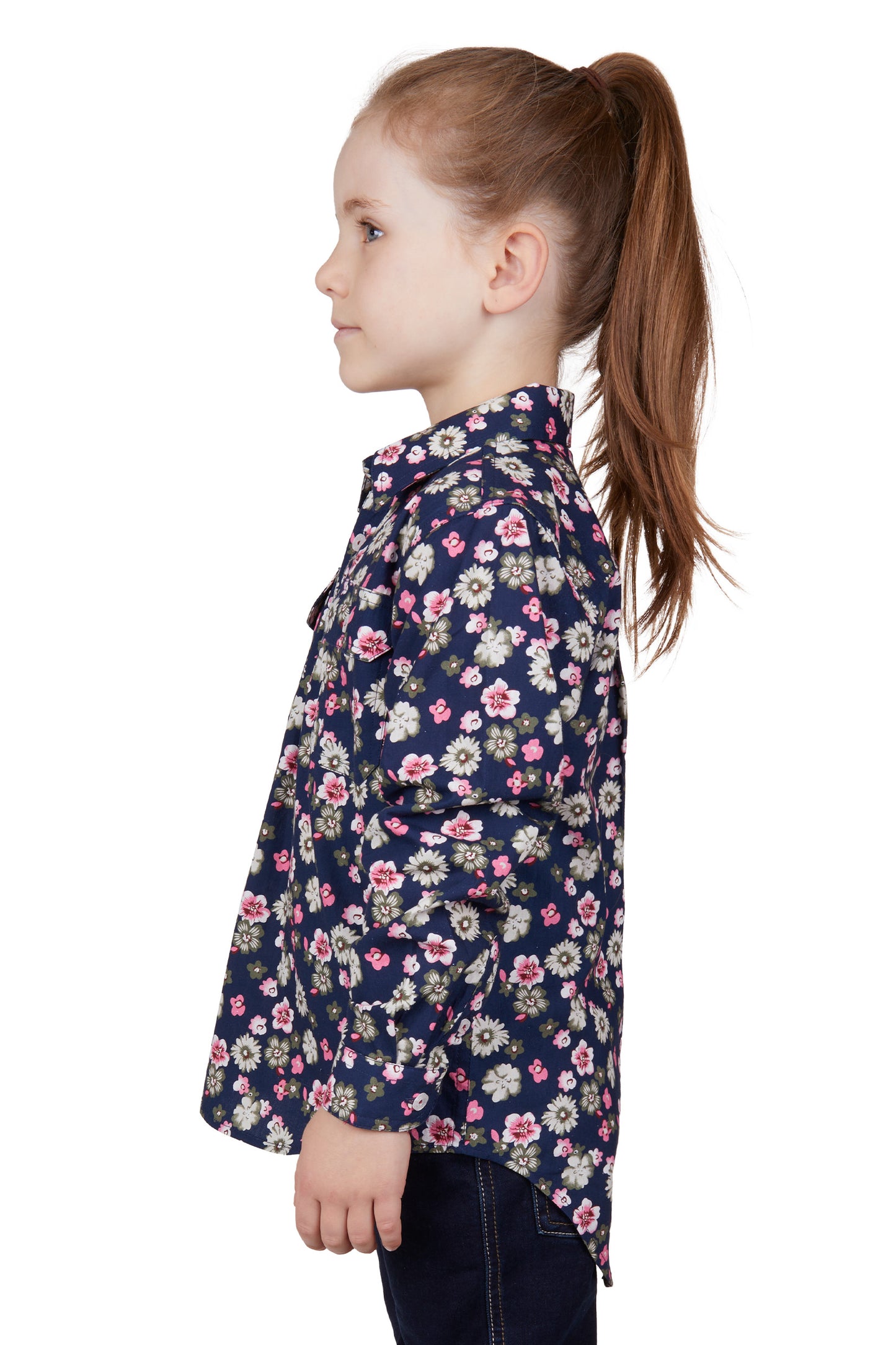 Hard Slog Kids Rose Half Placket Long Sleeve Country Shirt