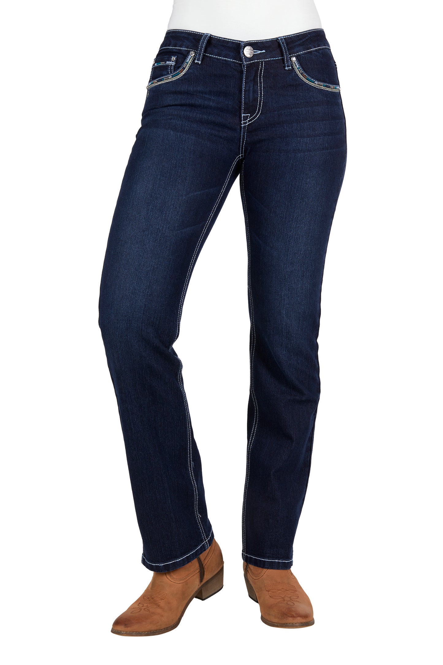 Pure Western Womens Oda Straight Leg Jeans 32 Inch Leg