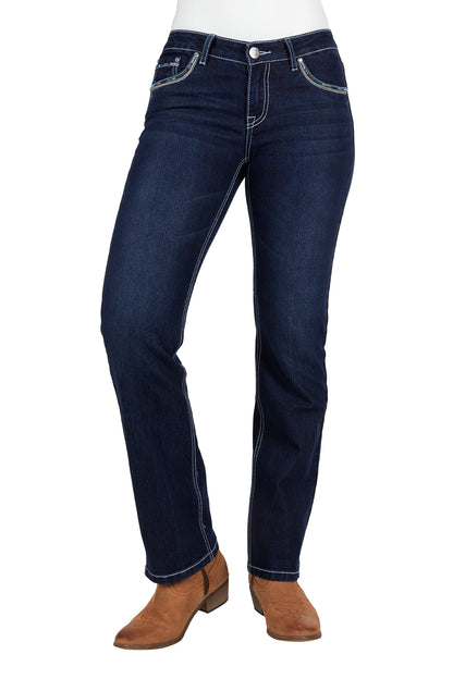 Pure Western Womens Oda Straight Leg Jeans 32 Inch Leg