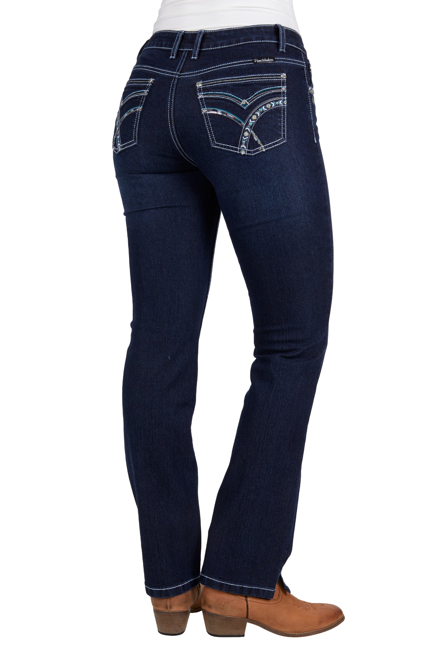 Pure Western Womens Oda Straight Leg Jeans 32 Inch Leg