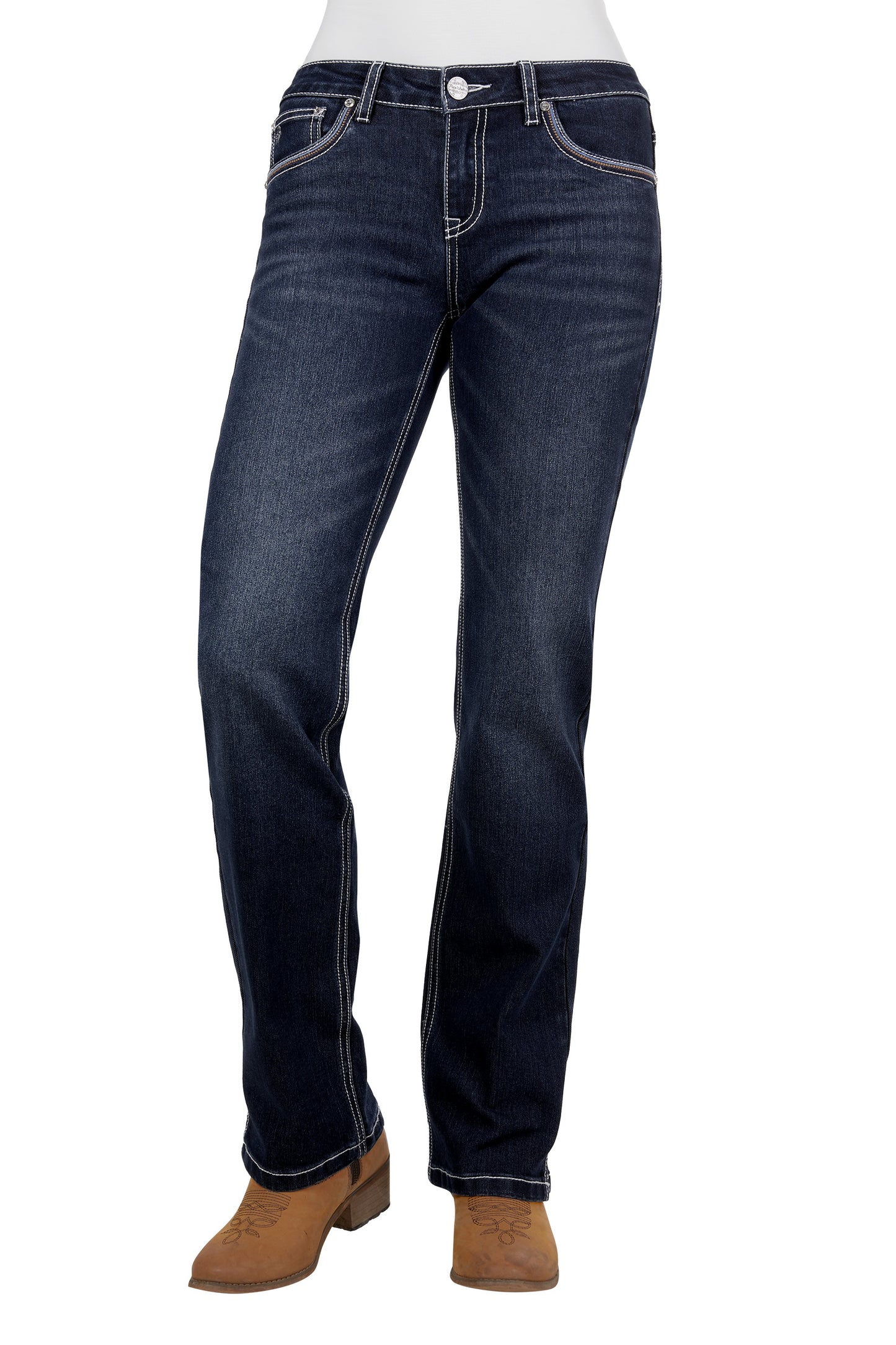 Pure Western Womens Mia Straight Leg Jeans 32 Inch Leg