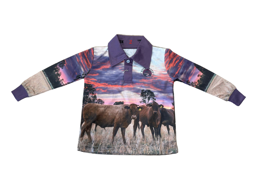 Back Creek Kids Cattle Sunset Fishing Shirt