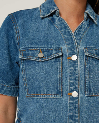 Pilbara Womens Josie Short Sleeve Denim Dress