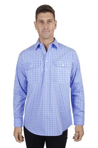 Hard Slog Mens Ron Half Placket Long Sleeve Shirt