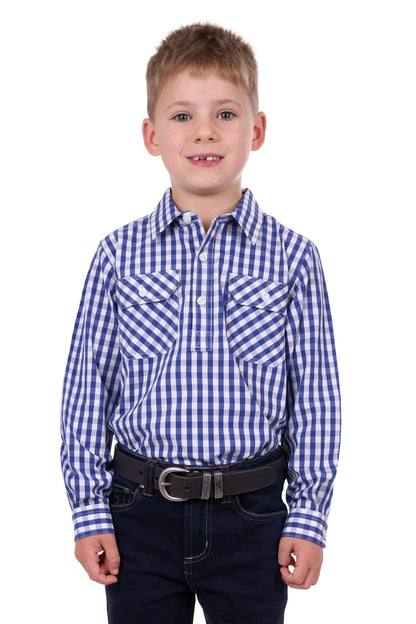 Hard Slog Kids Denny Half Placket Long Sleeve Country Shirt