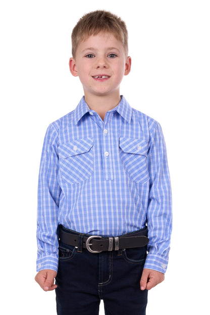 Hard Slog Kids Ron Half Placket Long Sleeve Country Shirt