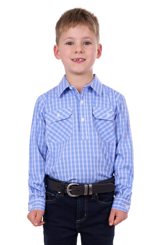 Hard Slog Kids Ron Half Placket Long Sleeve Country Shirt