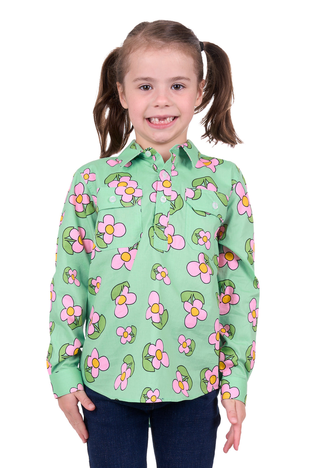 Hard Slog Kids Candy Half Placket Long Sleeve Country Shirt