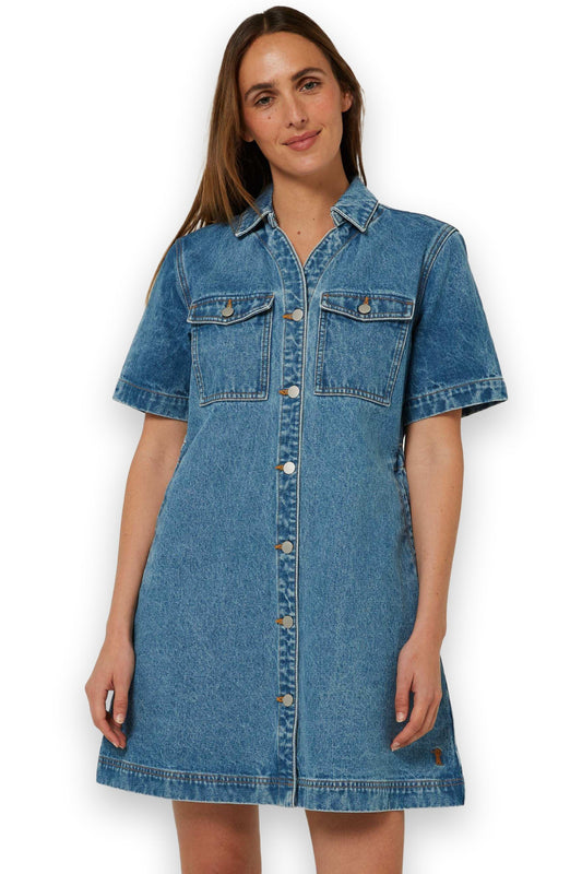 Pilbara Womens Josie Short Sleeve Denim Dress