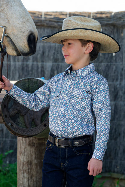 Pure Western Boys Mark Long Sleeve Shirt