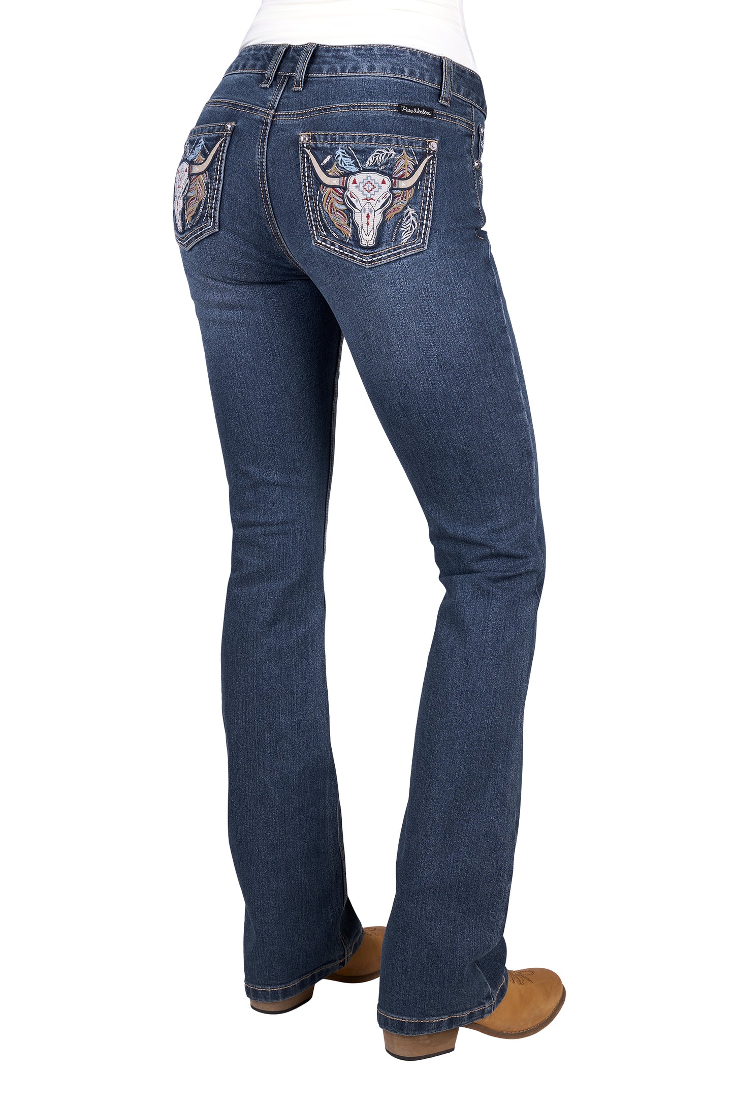 Pure Western Womens Bec Bootcut Jeans 34 Inch Leg