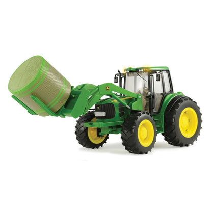 John Deere 1:16 Toy Tractor with Front Bale Mover and Bale
