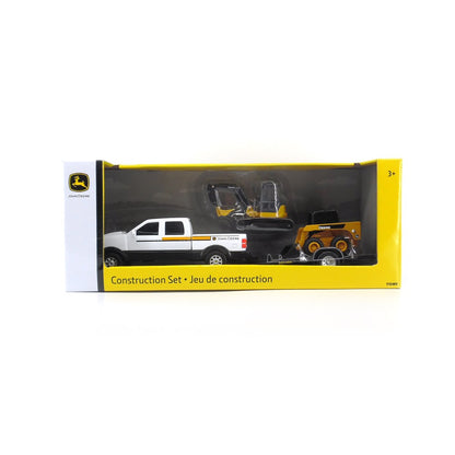 John Deere 20cm Construction Vehicle Set with Trailer Toy
